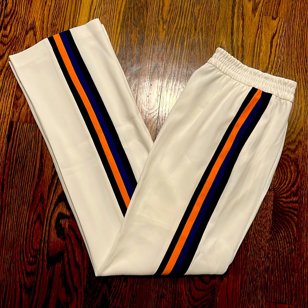 Zara White Side Stripe Pull On Pants